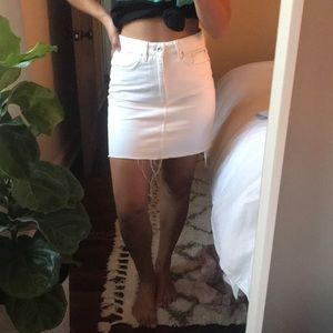 Zara White High Waist Denim Skirt Size S